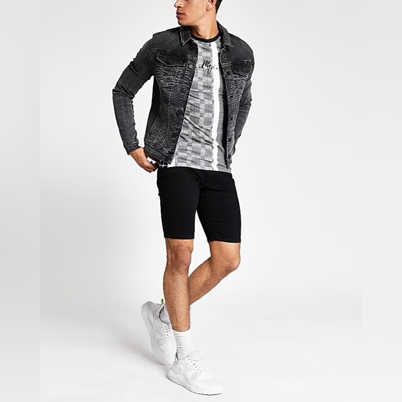 River Island Mens Black Maison Riviera Print Muscle Fit T-Shirt - Picture 4 of 5